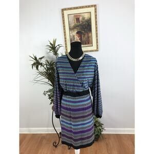 Laundry By Design Women Dress LG Boho Vacation Resort Wear Sleeveless Zip Back
